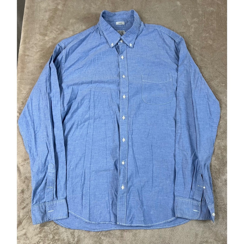 J. Crew Oxford Chambray Shirt Men Size 2XLT Tall Blue Button Down Long Sleeve
